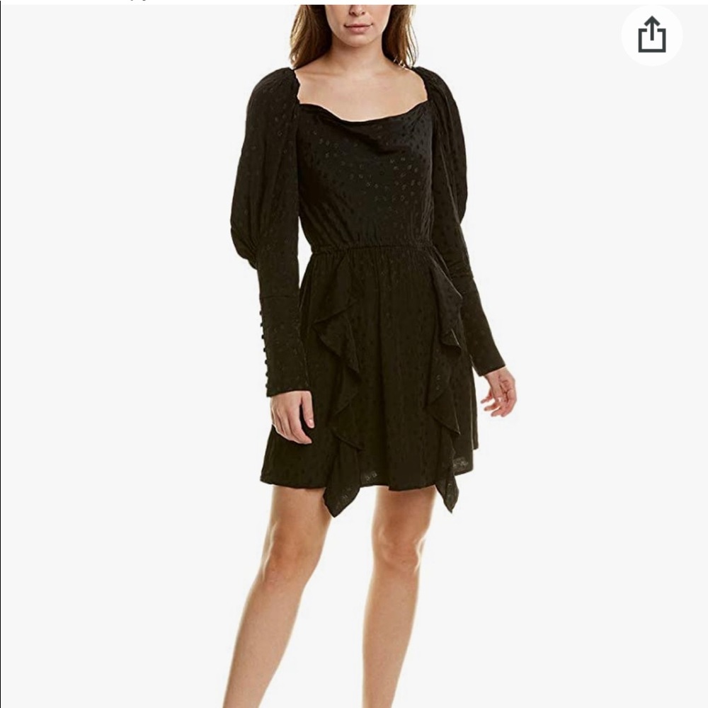 Wayf Wispy Cowl Neck Puff Sleeve Mini Dress